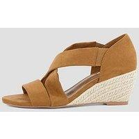 The Very Collection Cross Strap High Wedges Sandal - Brown