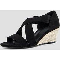 The Very Collection Cross Strap High Wedges Sandal - Black