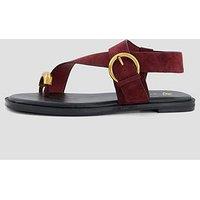 The Very Collection Flat Sandal With Toe Ring - Burgundy