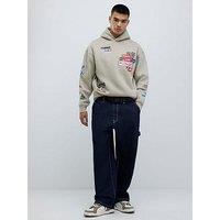 River Island Dark Montano Baggy Carpenter Jeans - Blue