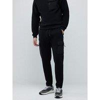 River Island Nylon Hybrid Joggers - Black