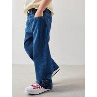 The Very Collection Girls Wide Leg Bow Detail Jean - Dark Wash