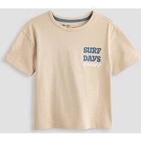 The Very Collection Boys Surf Days Back Graphic T-Shirt - Stone Beige