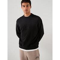 Armani Exchange Tonal Chest Logo Washed Crew Sweater - Black