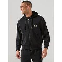 Armani Exchange /Gold Logo Zip Through Hoodie - Black