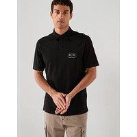Armani Exchange Regular Fit Short Sleeve Polo Shirt - Black
