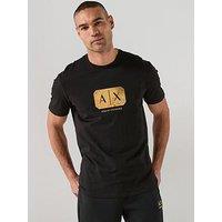 Armani Exchange Armani Exchange Black/Gold Box Logo T-Shirt - Black
