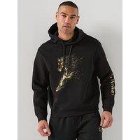 Armani Exchange Cny Gold Horse Print Overhead Hoodie - Black