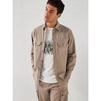 Armani Exchange Rip Stop Chest Pocket Overshirt - Natural