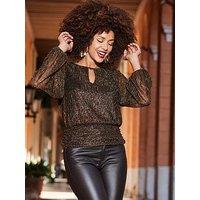 Sosandar Golden Shimmering Key Hole Detail Top - Brown
