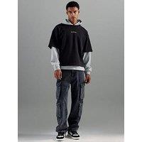 River Island Ulysses Loose Cargo Jeans - Black
