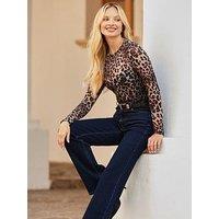 Sosandar Dark Indigo Slim Wide Leg Jeans - Blue