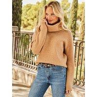 Sosandar Super Soft Roll Neck Jumper - Beige