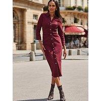 Sosandar Ruched Waist Denim Dress - Red