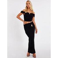Quiz Black Ruched Waist Maxi Skirt