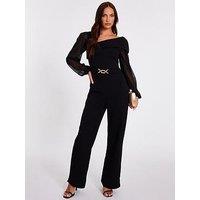 Quiz Black Asymmetric Buckle Detail Jumpsuit