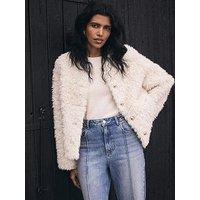 Mint Velvet Neutral Faux Fur Jacket - Cream
