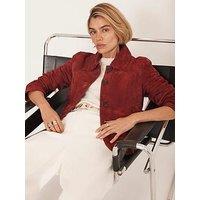 Mint Velvet Suede Pocket Detail Jacket - Red