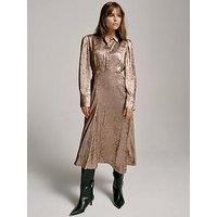 Mint Velvet Metallic Shirt Dress - Gold