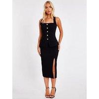 Quiz Black Button Front Midi Dress