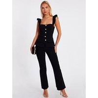 Quiz Black Frill Sleeve Jumpsuit