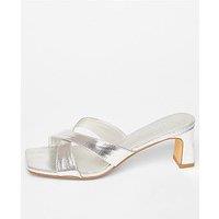 Quiz Wide Fit Silver Mule Heels