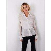 Mint Velvet Neutral Satin Blocked Shirt - Cream