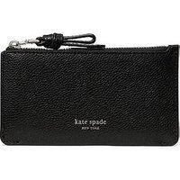 Kate Spade New York Loop East West Zip Pebbled Leather Card Case - Black
