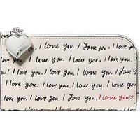 Kate Spade New York Devin I Love You Embossed Leather Small Slim Bifold Wallet - Cream