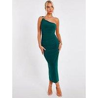 Quiz Bottle Green One Shoulder Midaxi Dress