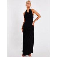 Quiz Black Cowl Neck Maxi Dress