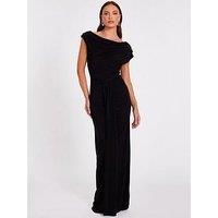 Quiz Black Off Shoulder Ruched Maxi Dress