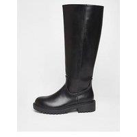 Quiz Wide Fit Black Chunky Knee High Boots