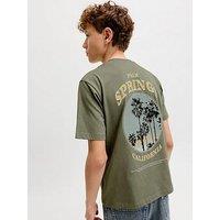 Jack & Jones Junior Boys City Photo Back Print Short Sleeve T-Shirt - Khaki
