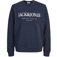 Jack & Jones Junior Boys Devin Daytona Printed Sweatshirt - Navy