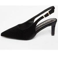 Quiz Wide Fit Black Slingback Court Heels