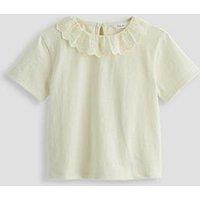 The Very Collection Girls Woven Collar Top - Cream