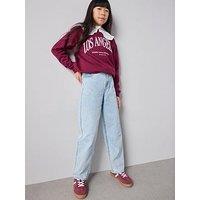 The Very Collection Girls Straight Leg Diamonte Jeans - Vintage Wash Blue