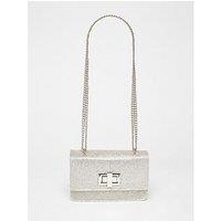 Quiz Silver Diamante Crossbody Bag
