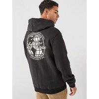 Les Deux Ben Globe Back Graphic Overhead Hoodie - Black