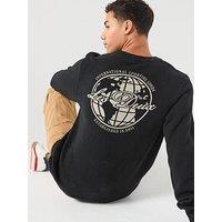 Les Deux Gary Globe Back Logo Knitted Jumper - Black