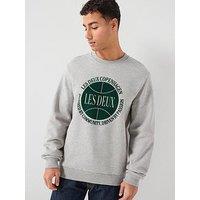 Les Deux Ben Basketball Logo Crew Sweatshirt - Grey
