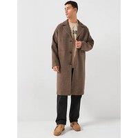 Les Deux Nicko Melange Wool Overcoat - Brown
