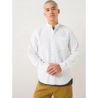 Wood Wood Double A By Adam Long Sleeve Plain Cotton Shirt - White