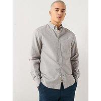 Wood Wood Double A By Adam Long Sleeve Plain Cotton Shirt - Light Grey