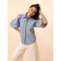 Emily Lovelock Edie Embroidered Blouse - Blue