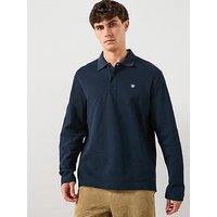 Double A By Wood Wood Long Sleeve Polo Shirt - Navy