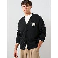 Double A By Wood Wood Tay Aa Lambswool Knitted Cardigan - Black