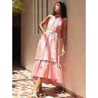 Emily Lovelock Celine Embroidered Dress - Pink