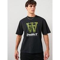 Double A By Wood Wood Liam Graphic Print T-Shirt - Black